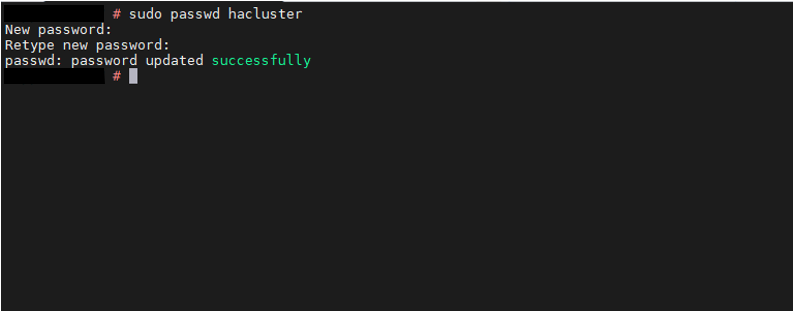 hacluster password update command output