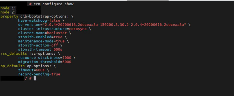 Cluster defaults and resource settings